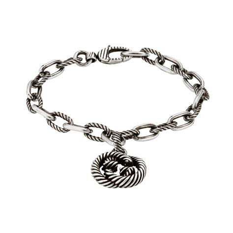 Gucci Gucci Interlocking Sterling Silver Groumette Bracelet Size 